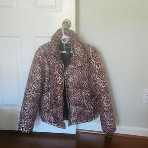 Me Jane Leopard Print Puffer Jacket - Brown/Tan/Black